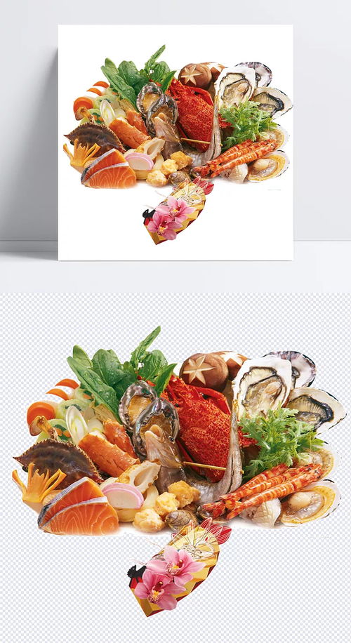 海鲜大餐 美食,海鲜,螃蟹,梭子蟹,虾,三文鱼,生蚝,卡通元素,手绘 卡通 两只眼睛斜着看